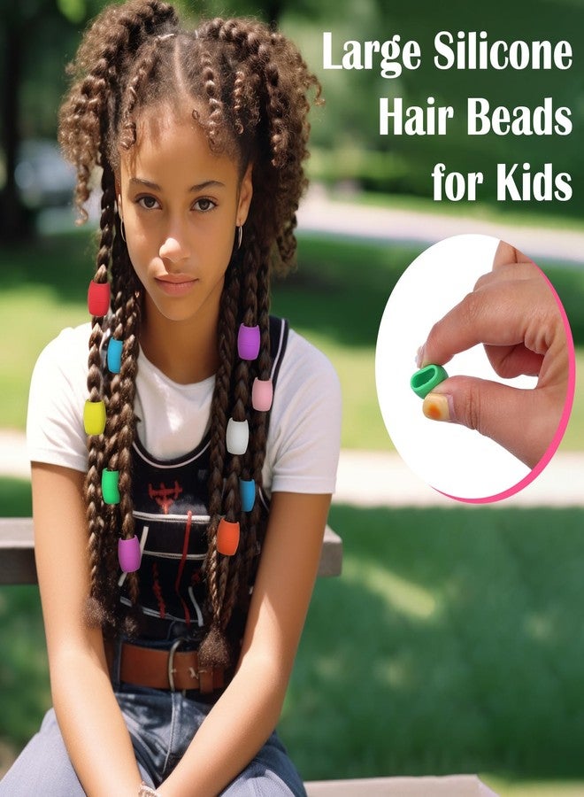 Youdaju 100 Pcs Large Silicone Hair Beads for Women Soft Colorful Pony Beads Bulk Large Hair Beads for Women Mixed Beads Hair Accessories for Braids Loc Dreadlock Accessories Jewelry Making Kit - Image 5